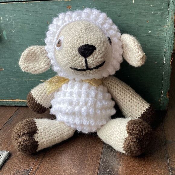 Handmade crochet sheep lamb stuffed animal plush 15” farm nursery baby - Picture 1 of 6